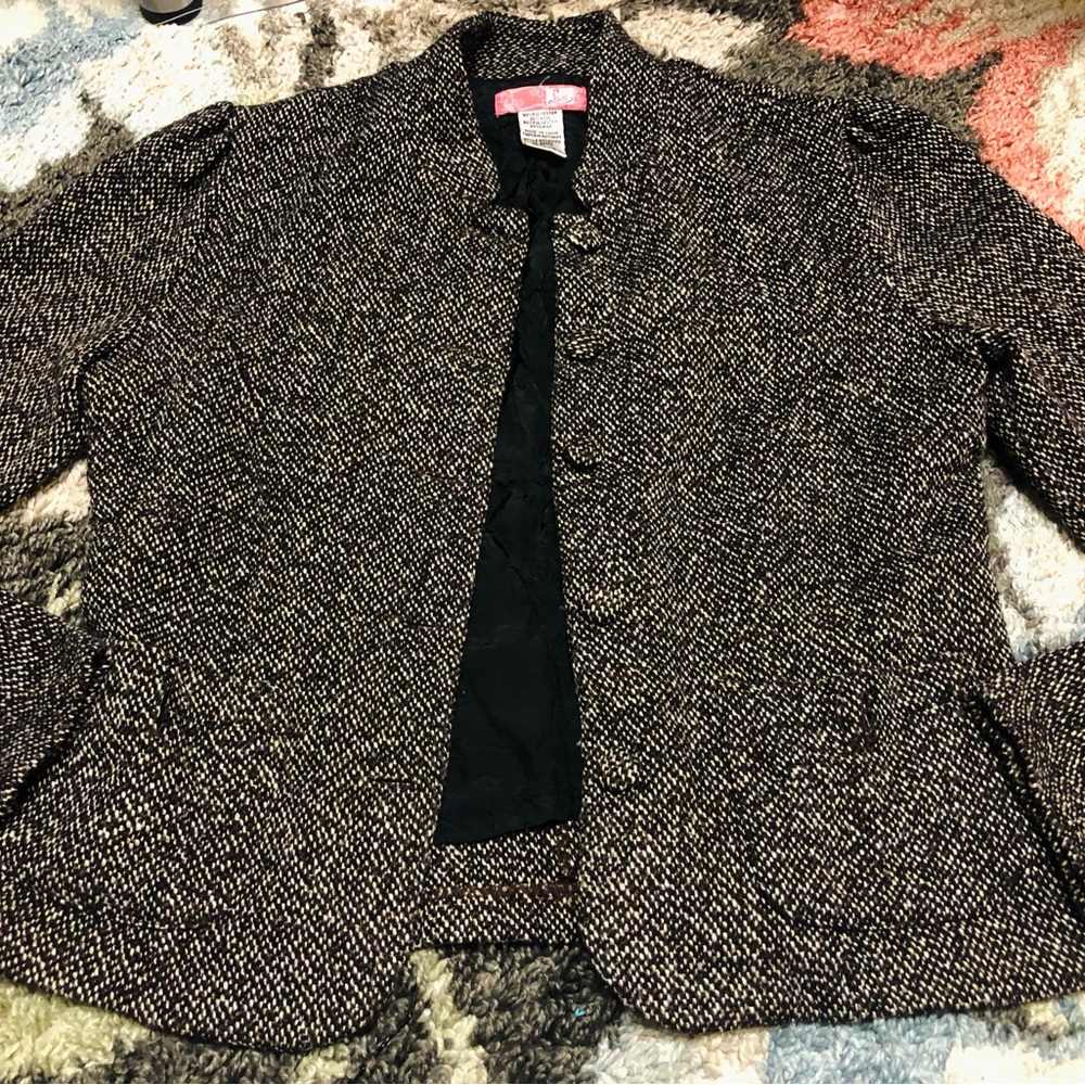 LUX Vintage Jacket Blazer Puff Shoulders Lg Button Closure Classy Sz Small
